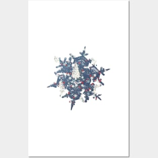 White Christmas Trees with Red and Blue Details Posters and Art